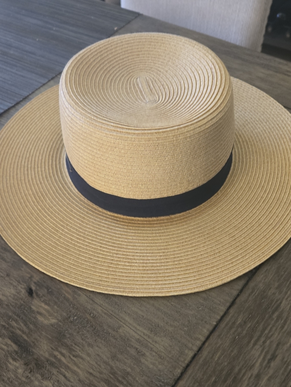 Billabong Tan Straw Boater Hat with Black Band